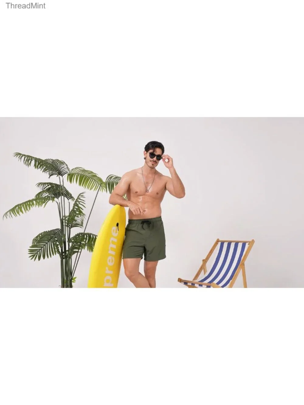 Mens 2-in-1 Swim Trunks with Compression Liner Quick Dry Zip Pockets